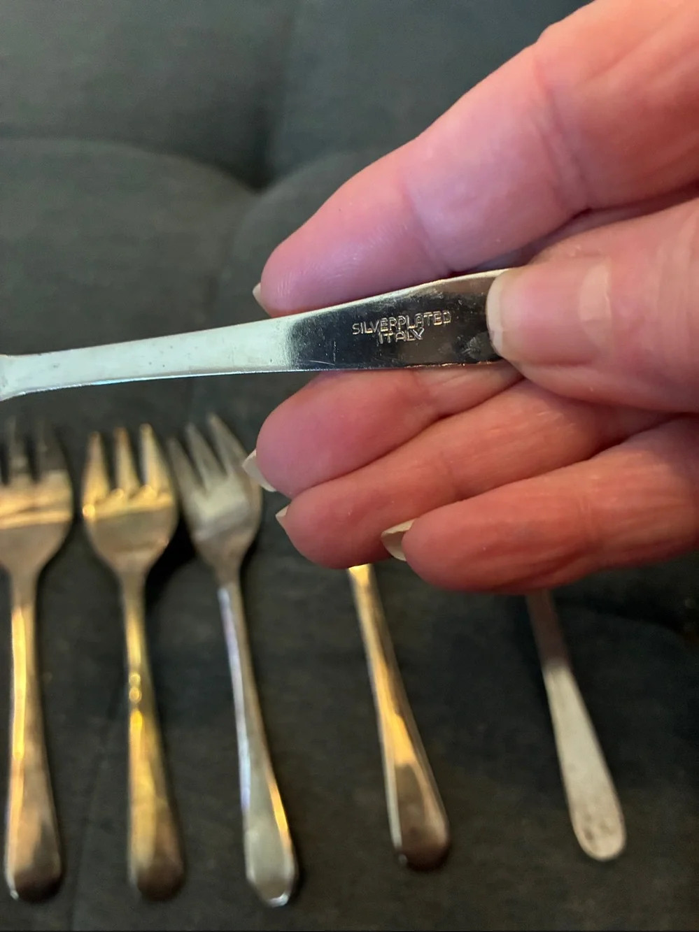 Silverplate Cocktail Forks  Made in Italy - Set of 7